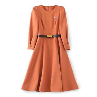 迪奥2025春季新款长袖连衣裙女法式收腰显瘦气质高级感中长款裙子