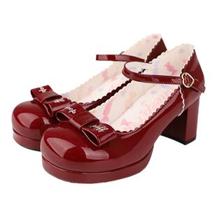 【现货】优芙蕾 绵羊泡芙Lolita优雅蝴蝶结圆头高跟鞋单鞋