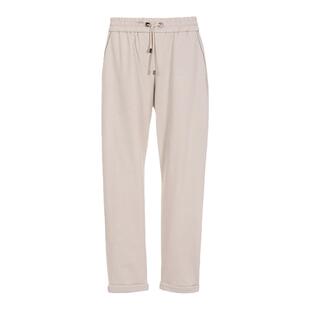 BC/Brunello Cucinelli 女士抽绳松紧腰休闲直筒西裤银泰301574