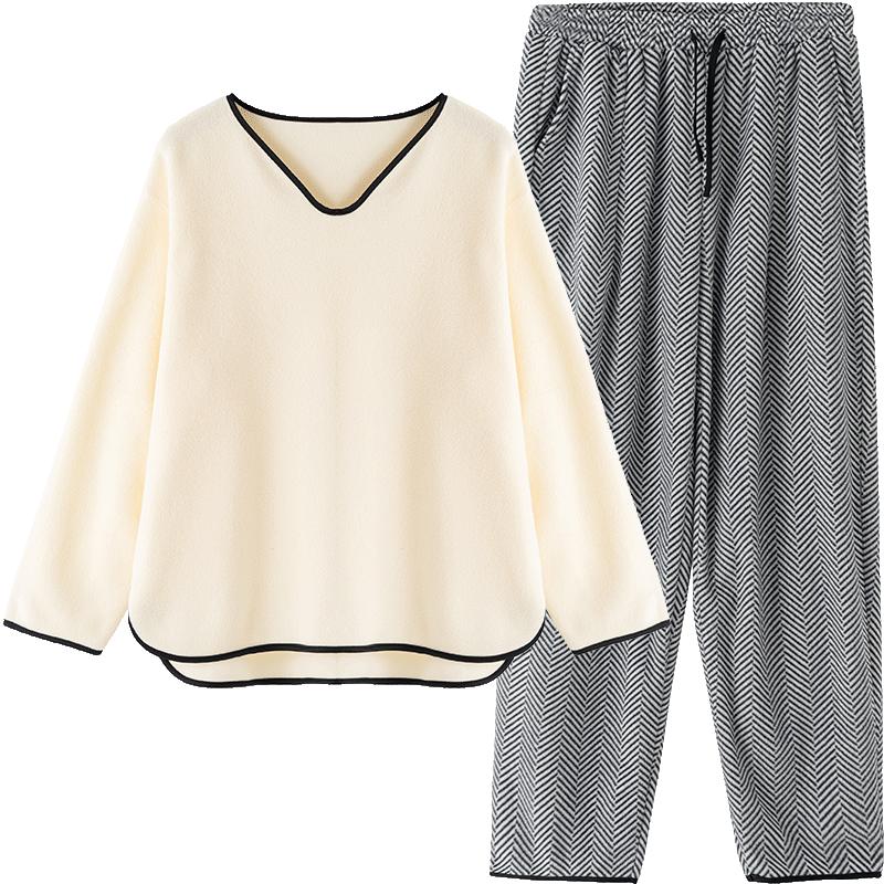 淳度【轻暖】摇粒绒睡衣女秋冬季加厚加绒长袖冬天保暖家居服套装