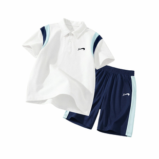 贵人鸟童装男童夏装套装2026新款男童夏季短袖t恤大童运动POLO衫