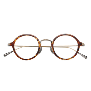 日本手造 KameManNen 万年龟 KMN1110文艺复古圆眼镜框透明金