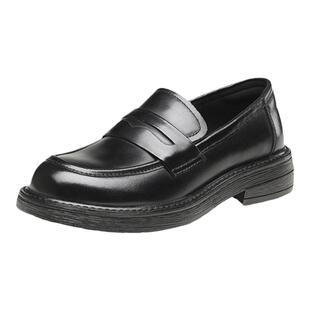 康奈女鞋秋季乐福鞋女英伦小皮鞋圆头百搭一脚蹬女鞋单鞋