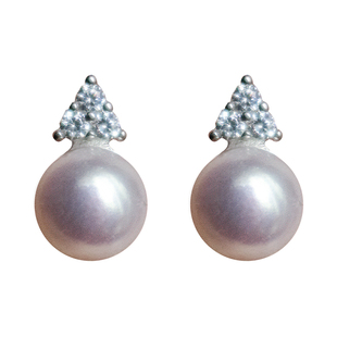 王妃款天然淡水珍珠耳钉微镶锆石通体925银耳饰经典流传款式 茑居