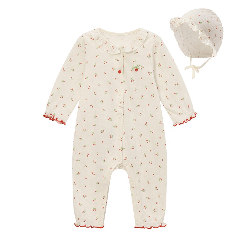 朗姿童装/ETTOI爱多娃婴幼儿连体衣爬服女童棉质包屁衣春季新款