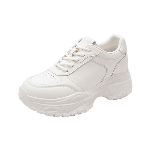 哈森厚底增高真皮老爹鞋时尚运动休闲百搭女鞋2026新款HWCS260106