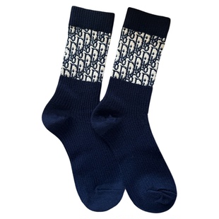 秋冬加厚字母外穿洋气欧货百搭灰色ins风堆堆袜羊毛拼色中筒袜女