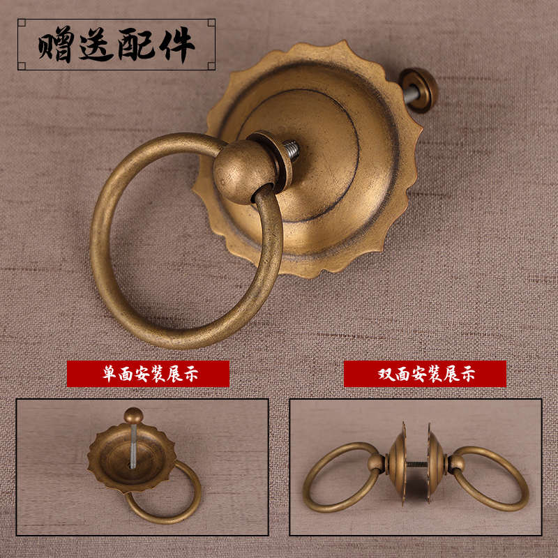 木门拉手青古铜中式大门拉手仿古铁门把手老式门门环实心拉环拉手