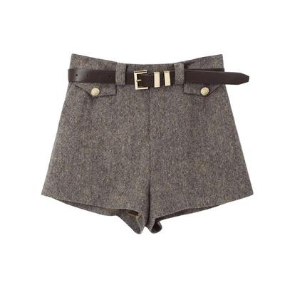 REVAN芮范设计师款经典质感钢花呢微A短裤RM91306029