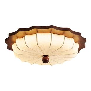 卧室灯吸顶灯中古法式复古创意客厅灯日式花形布艺护眼主卧房间灯