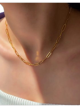 欧美ins钛钢粗链冷淡风锁骨链