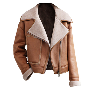 羊剪绒大衣女2025冬新短款时尚翻领甜美海宁羔羊毛毛颗粒皮草外套