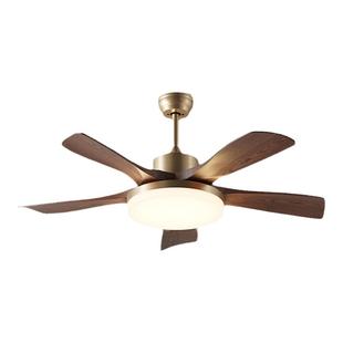 中古风吊扇灯风扇灯静音胡桃木色abs扇叶高端智能客厅卧室餐厅灯