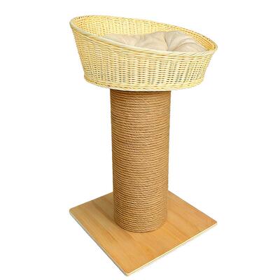 云栖藤编实木不占地猫爬架猫窝