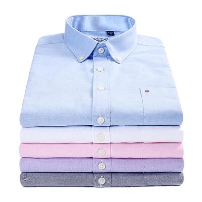 朗蒙春款商务休闲牛津纺长袖衬衫