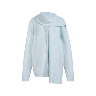 Kroche 26ss 云柔漫步 假两件围巾领 廓形宽松羊毛毛衣大开衫外套