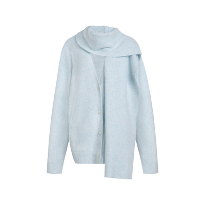 假两件围巾领羊毛毛衣大开衫外套