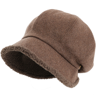卡蒙帽子女冬新款八角贝雷帽女冬帽羊毛防风防寒保暖护耳帽妈妈帽