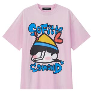 Sofitte女士艺术家联名做旧喷色匹诺曹印花短袖T恤银泰百货301355