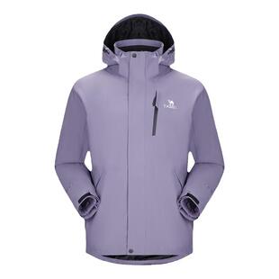 骆驼户外夜紫色冲锋衣三合一女款防风防水登山服装男春季旅游外套