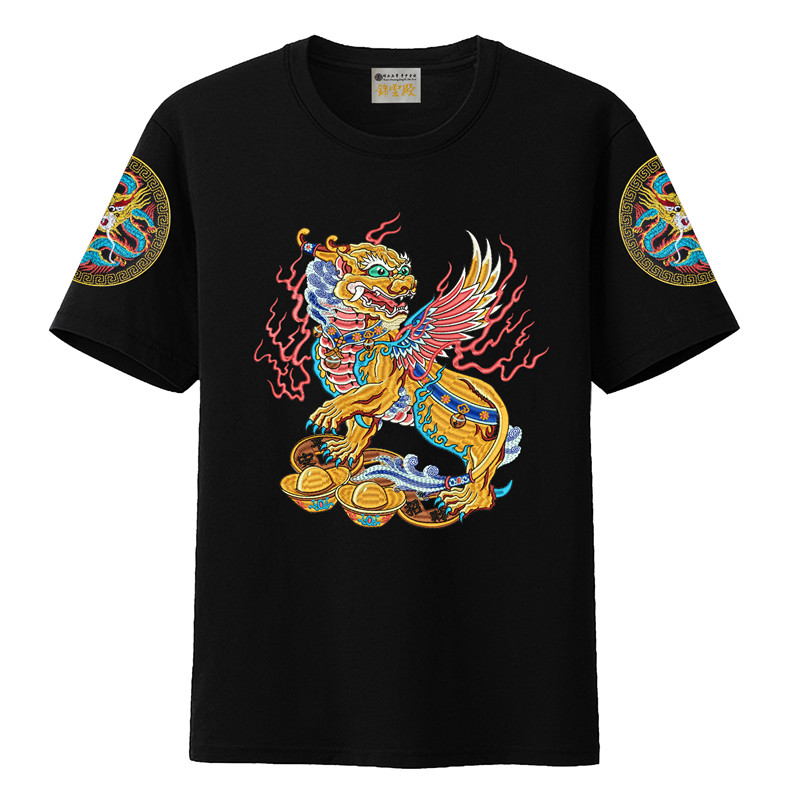 中国风龙袍刺绣短袖刺绣中国风