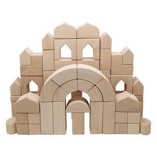 G家同款榉木原木色GRIMMS格林姆DIY手涂彩虹积木一千零一夜大罗马