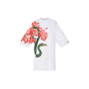 Moschino/莫斯奇诺 鲜花蛇纹印花Oversize短袖T恤