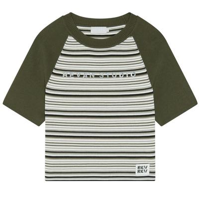 REVAN芮范设计师款复古减龄条纹短袖毛衫RN30601209