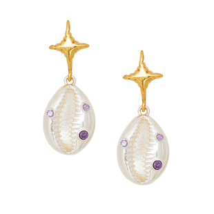 【新年礼物】oups卢昱晓白鹿同款奇异海螺耳环镶钻925银耳饰原创