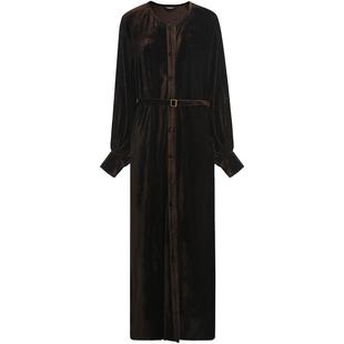 【折扣季】COCOBELLA静奢风长袖连衣裙衬衫裙女丝绒礼服裙FR7088