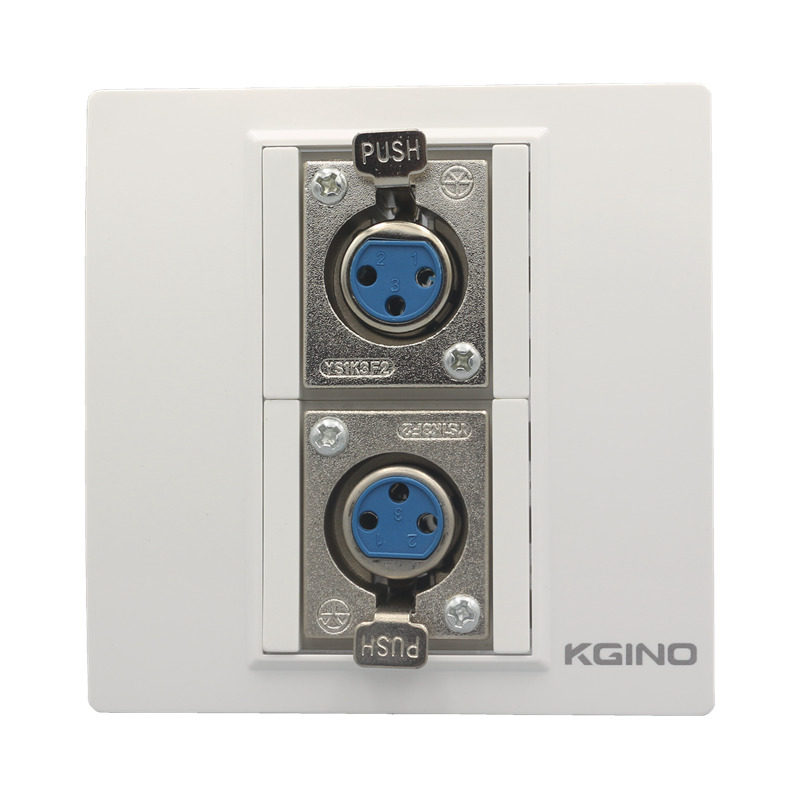 86型雅白母卡农插座2个卡侬面板大三芯话筒插座KTV麦克风话筒墙插