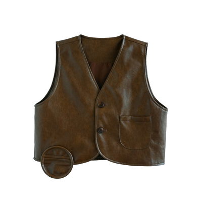 男童复古皮衣马甲洋气潮