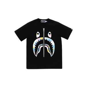 BAPE童装26年春夏糖果迷彩鲨鱼拉链印花短袖T恤053106Q