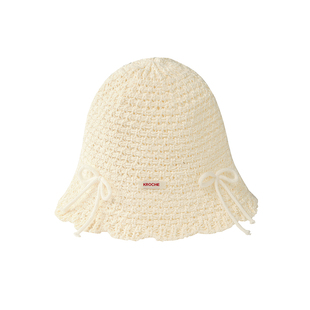 Kroche bowknot 手工编织 蝴蝶结防晒遮阳渔夫帽子
