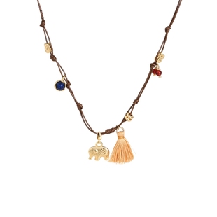 AJIDOU阿吉豆项链女款编织绳锁骨链小象玛瑙吊坠轻奢高级感毛衣链