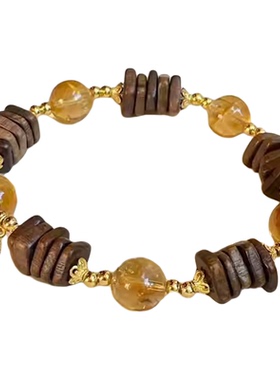 天然水晶手链沉香黄塔晶白水晶随型招财运新中式高级感手串