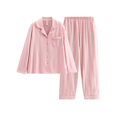 芬腾女士睡衣春秋季纯棉条纹长袖