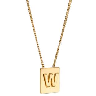 小金牌方块字母项链女轻奢小众气质高级感金色情侣锁骨链lisa同款