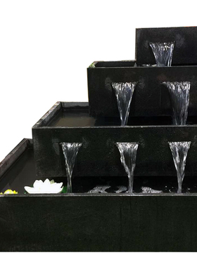 石材瀑布鱼池简约现代风创意装饰