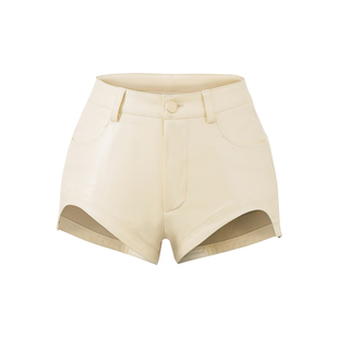 YoungGirlDay辣妹性感高腰显瘦提臀丰胯裤弧形显腿长PU皮短裤热裤