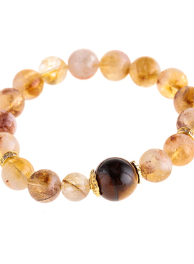 天然水晶手串女招财黄塔晶