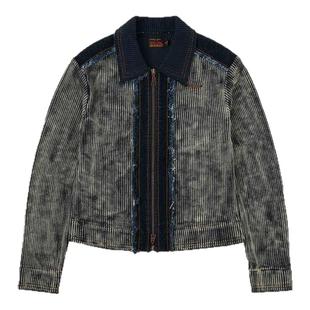 EVISU福神 2025秋季女士潮流牛仔并布拉链翻领夹克外套