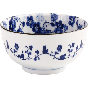 千代源舞猫餐具日本进口陶瓷碗盘子家用日式大碗汤碗面碗菜盘钵碗