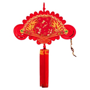新款扇形中国结挂件乔迁客厅大号福字电视背景对联玄关装饰春节