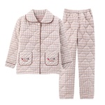 浪莎纯棉睡衣女冬季三层加厚夹棉袄大码保暖开衫可外穿家居服套装