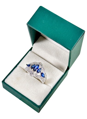 蓝钻簇镶银饰戒指中古首饰