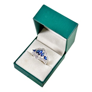 蓝钻簇镶银饰戒指西洋古董银器vintage中古首饰海外回流古着戒圈