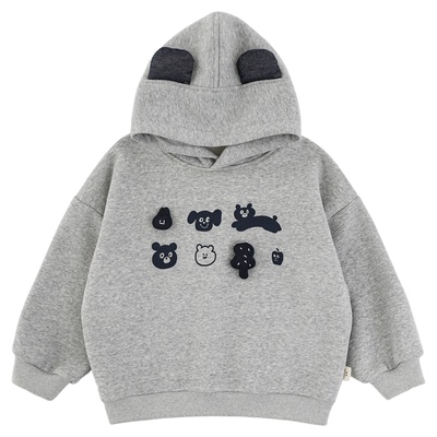 幼悠男童加绒加厚韩系动物主题卫衣2025冬季洋气可爱防风连帽上衣