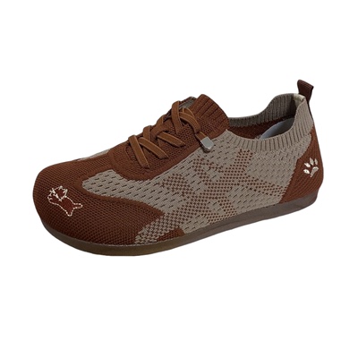 德训鞋春季新款飞织女士休闲单鞋