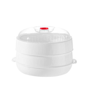 日本食品级微波炉加热蒸笼家用加水双层加厚容器皿蒸屉蒸盒蒸格